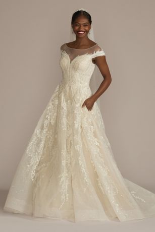 Picture of As Is Cap Sleeve Beaded Ball Gown Wedding Dress