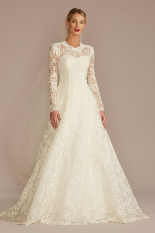 Ivory Lace Mock Neck Gown