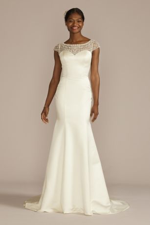Picture of Beaded Cap Sleeve Mermaid Wedding Dress