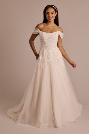 Picture of As Is Off-the-Shoulder Lace Applique A-Line Dress