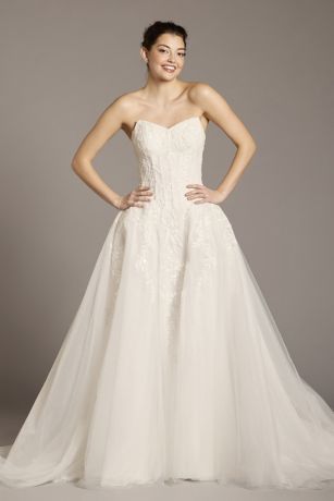 Picture of As Is Strapless Lace Applique Basque Waist Ball Go