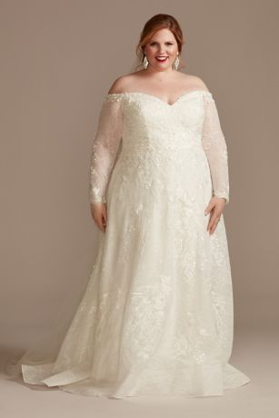 Picture of As Is Leafy Lace Off Shoulder Plus Wedding Dress