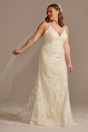 Picture of Strappy Beaded Applique Tulle Sheath Wedding