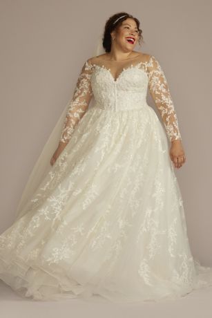 Picture of As Is Appliqued Illusion Long Sleeve Wedding Dress