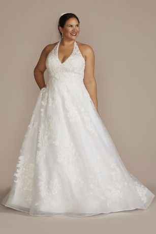 Picture of As Is V-Neck Halter Beaded Lace Ball Gown Wedding