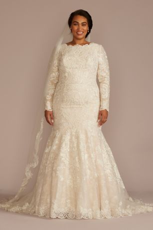 Picture of Lace Long Sleeve Mermaid Modest Wedding Dres