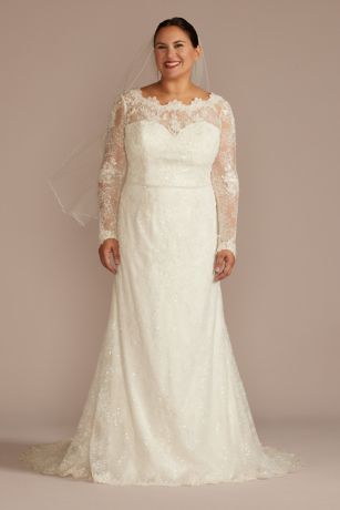 Picture of Beaded Lace Long Sleeve Sheath Wedding Dress
