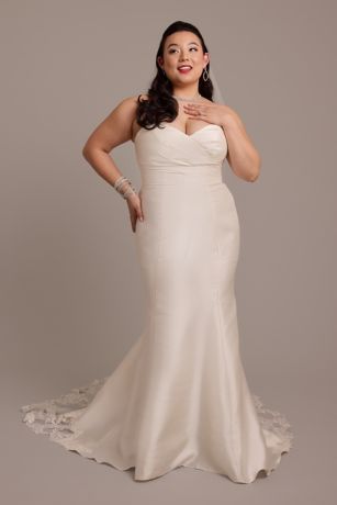 Picture of As Is Mikado Trumpet Wedding Dress with Lace Train