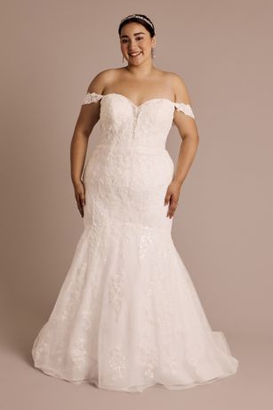 Picture of As Is Lace Applique Mermaid Gown with Swag Sleeves