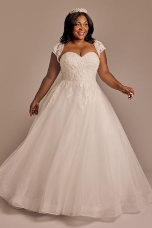 Picture of Lace Applique Ball Gown Removable Sleeves