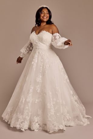 Picture of As Is Lace Applique Gown with Removable Billow Sle