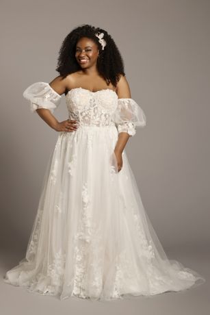 Picture of Tulle  Lace Applique Ball Gown Puff Sleeve