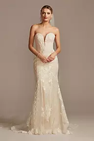  As Is Scroll and Lace Mermaid Petite Wedding Dress