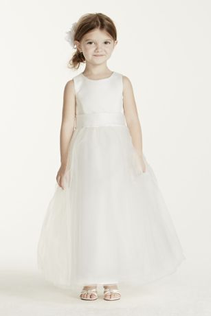 Picture of As-Is Satin Flower Girl Dress with Tulle Skirt