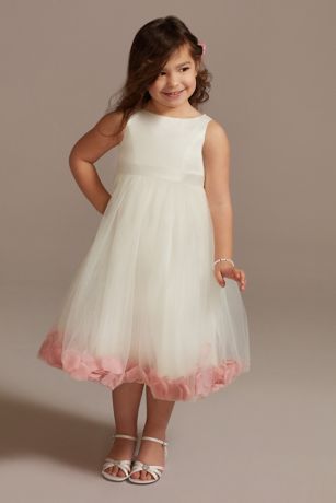 Picture of As Is Satin Flower Girl Dress with Colored Petals