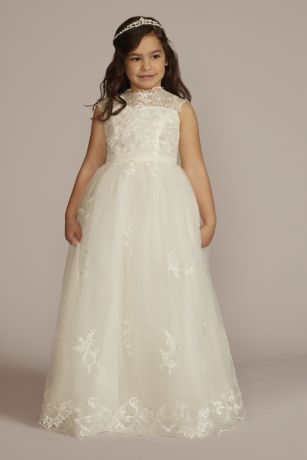 Picture of As is Mock Neck Lace Applique Flower Girl Dress