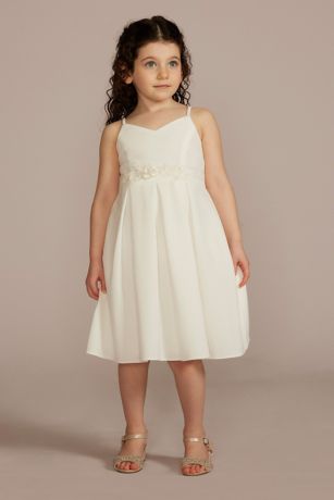 Picture of Pleated Crepe Spaghetti Strap Flower Girl Dr