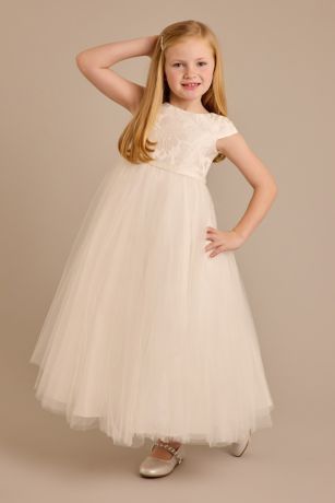 Picture of Long Floral Jacquard Flower Girl Dress