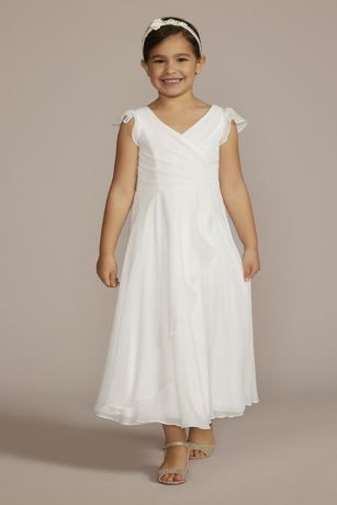 Picture of Faux-Wrap Chiffon Flower Girl Dress