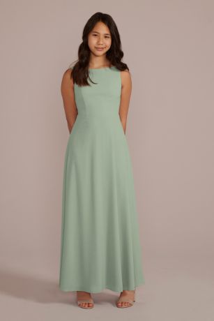 white christmas dresses Oaklee Modest V Neck Short Sleeves Slit Long Chiffon Bridesmaid Dresses, Dusty Blue