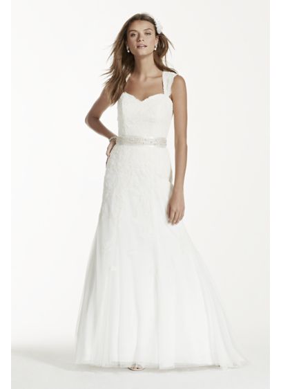 As Is Petite Cap Sleeve Wedding Dress with Lace David s As Is Petite Cap Sleeve Wedding Dress with Lace David s