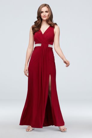 Picture of Faux Wrap Pleated Tank Dress Crystal Belt