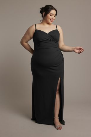 Picture of Crepe Side-Draped Spaghetti Strap Sheath Dre