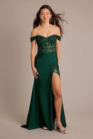 Picture of As is Sequin Applique Satin Sheath Dress