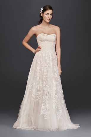 blush wedding dress a line