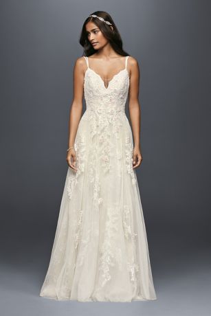 a line wedding dress with straps