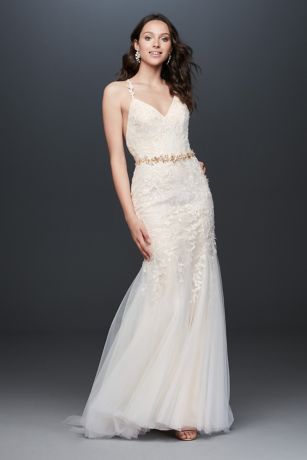 As Is Cross-Back Lace Mermaid Wedding Dress | David's Bridal