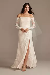  As Is Large Floral Lace Long Sleeve Wedding Dress