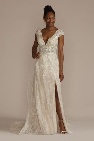 Picture of As Is Beaded Lace Cap Sleeve Wedding Dress with Sl