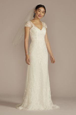Picture of As Is Cap Sleeve V-Neck Beaded Lace Wedding Dress
