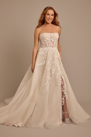 Picture of Strapless Ball Gown Wedding Dress with 3D Fl