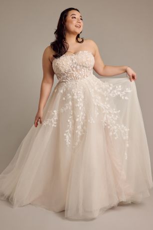 Picture of Strapless Ball Gown Wedding Dress with 3D Fl