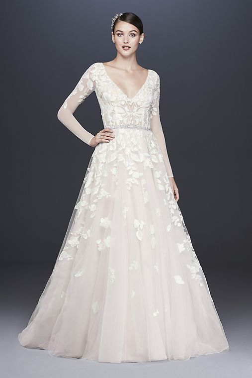  As - Is Illusion Sleeve Ball Gown Wedding Dress