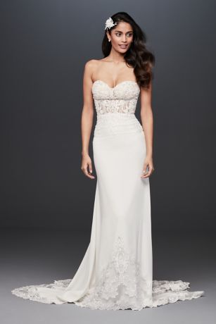 sheer beaded bodice lace wedding dress