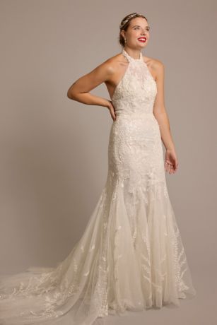 Picture of Beaded Lace Halter Mermaid Wedding Dress