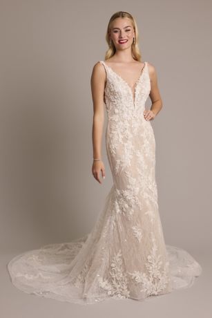 Picture of Beaded Plunging Tank Mermaid Wedding Dress