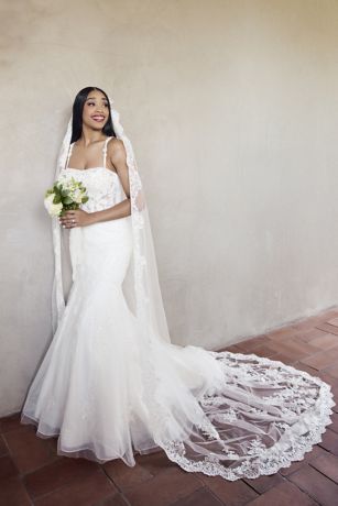 Picture of Lace Applique Illusion Bodice Mermaid Weddin