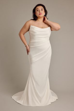 Picture of Strapless Draped Satin Mermaid Wedding Dress