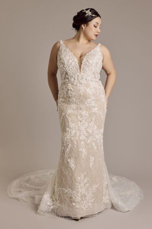 Picture of Beaded Plunging Tank Mermaid Wedding Dress