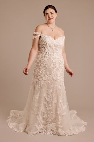 Picture of Lace Off Shoulder Sweetheart Wedding Dress