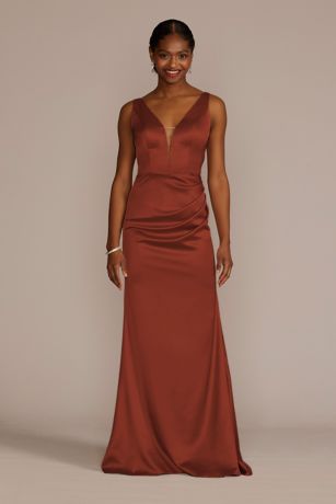 As is Stretch Satin Cowl Back Dress