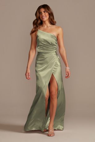 david's bridal charmeuse draped one-shoulder bridesmaid dress New Hot Mermaid Bridesmaid Dresses For Wedding, Memaid Maid Of Honor G –  cherishgirls main image 0