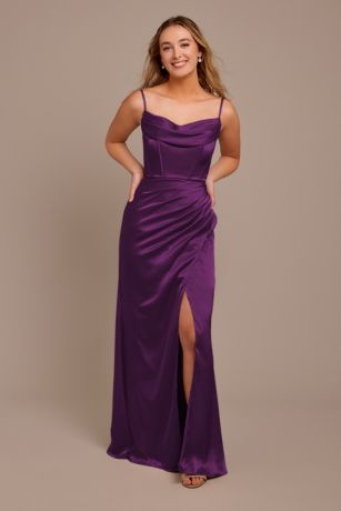 As Is Charmeuse Cowl Dress with Swag Sleeves in Eucalyptus