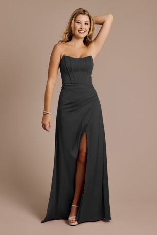 Picture of Matte Satin Sculpted Bodice Corset Dress