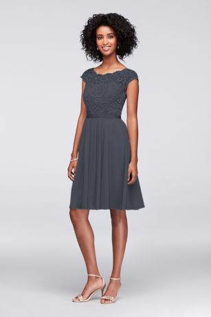 Picture of As Is Short Lace and Mesh Dress with Illusion Neck