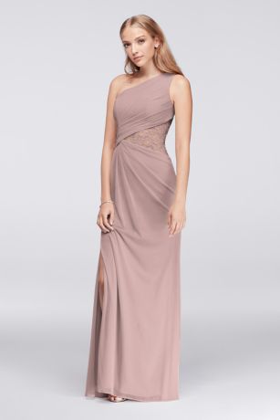 Sleeveless Long Mesh Dress with Corded Lace | David's Bridal